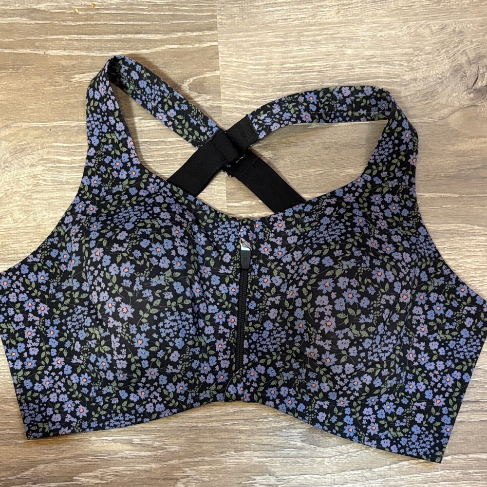 Knix Black and Purple Floral Sports Bra